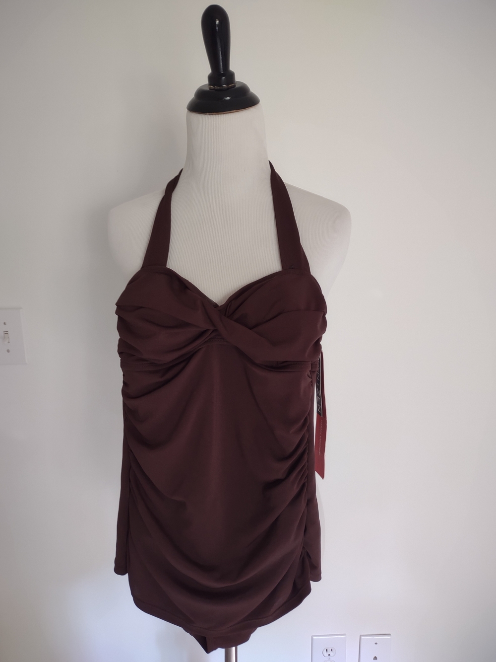 Jantzen Deep Brown Halter Twist One-Piece Swim